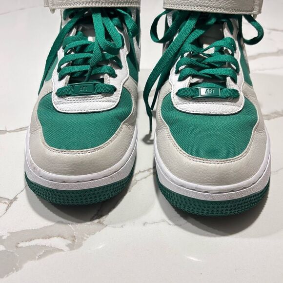 Nike Air Force 1 Mid By You Green Leather Canvas Sneakers 9 Athletic DV3903 900 - Picture 3 of 13
